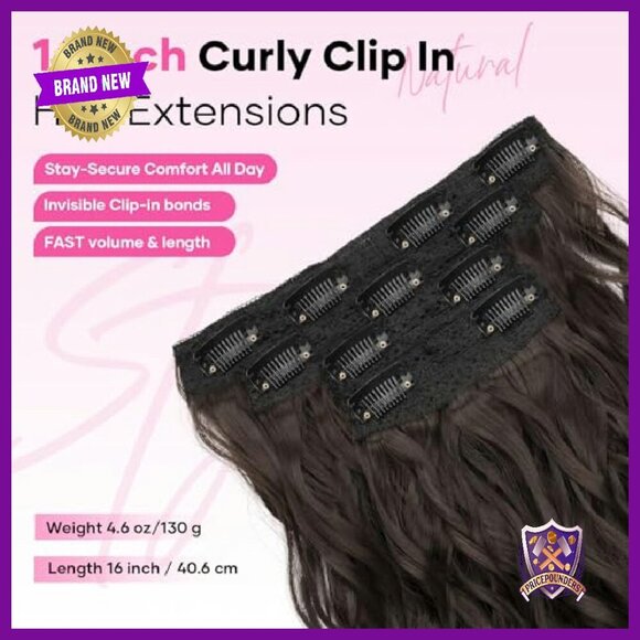 16 Inch Clip In Curly Hair Extensions 4PCS Lace Weft Natural Look main image 6